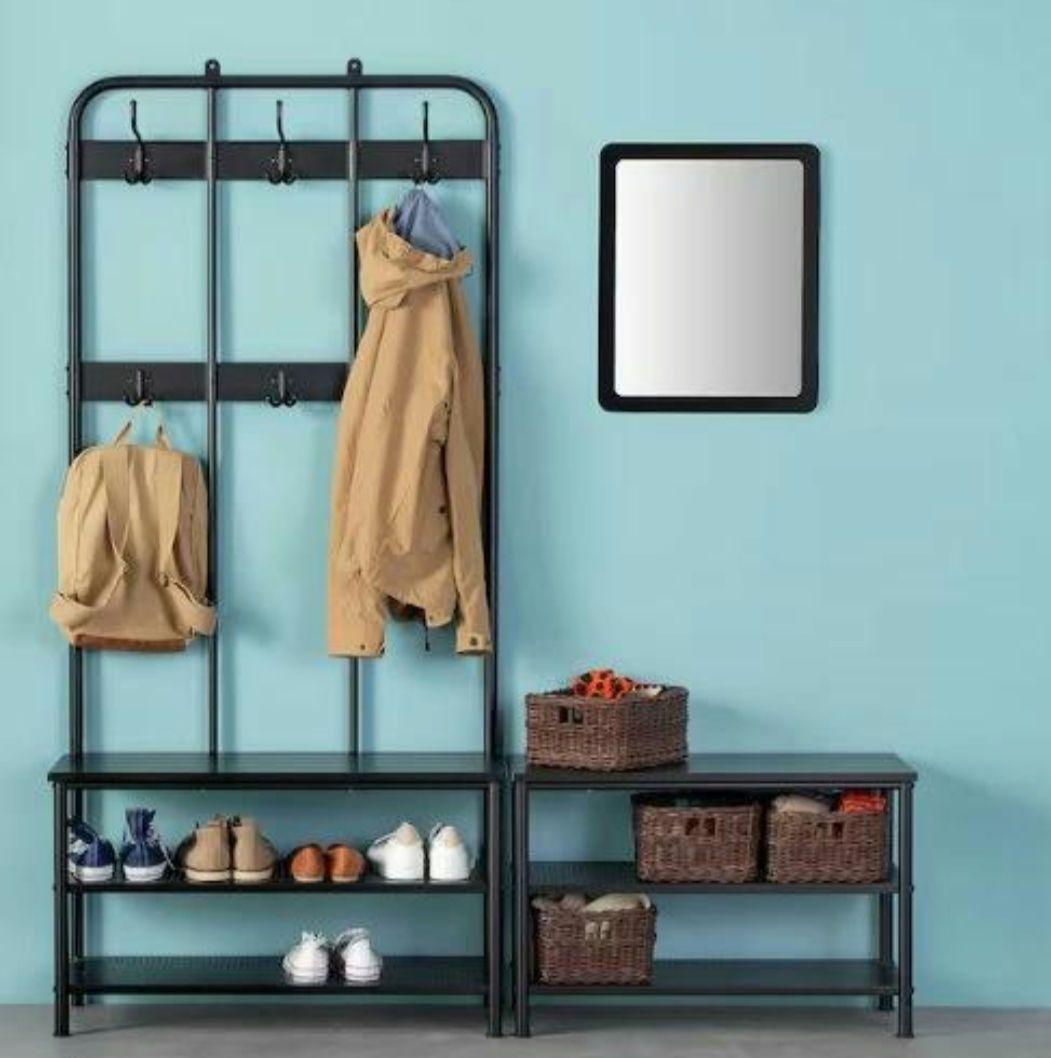 PINNIG 　ピンニグ コートラック 靴収納 ブラック193x37x90 cm