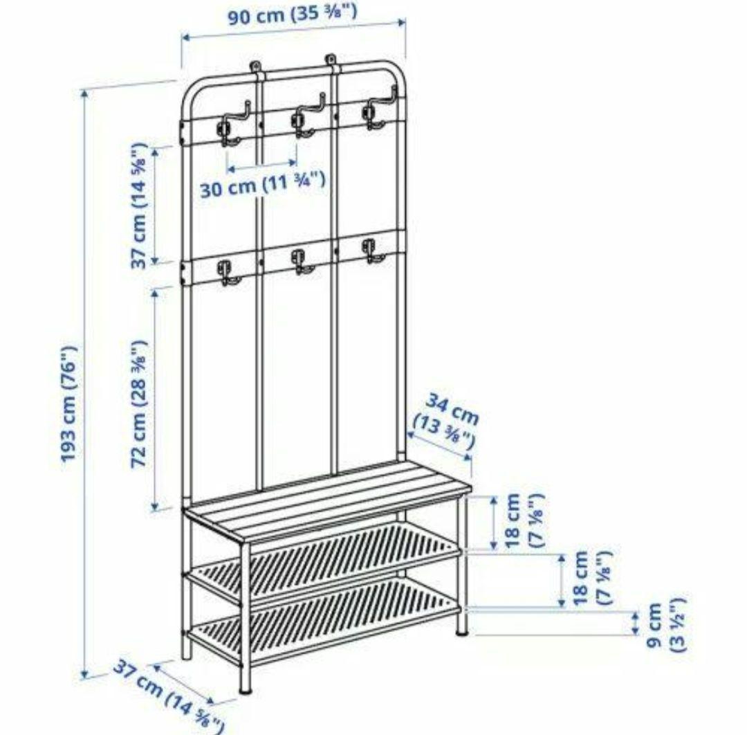 PINNIG 　ピンニグ コートラック 靴収納 ブラック193x37x90 cm