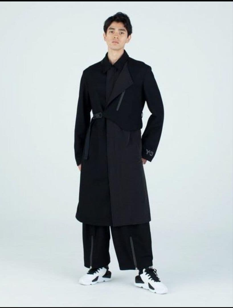 美品ヨウジヤマモトY-3ワイスリーM CH1 WOOL FLANNEL COAT