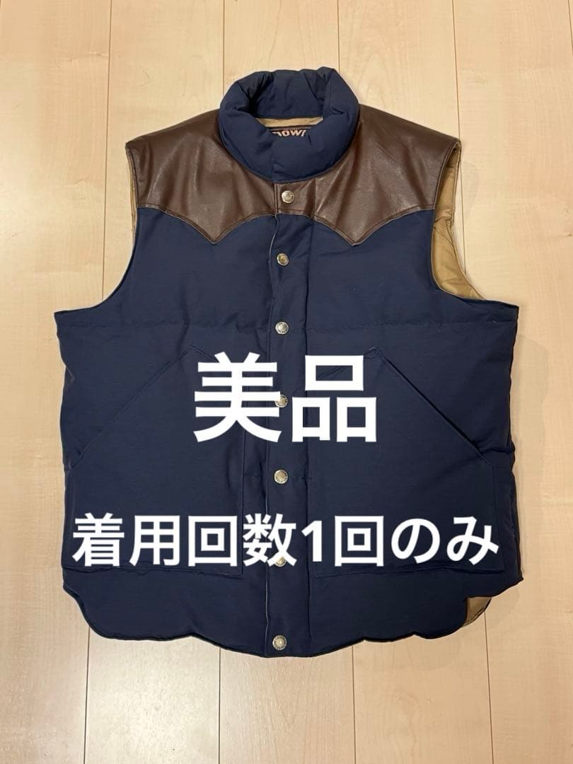 シュガーケーンSugar Cane レザー ダウンベスト M ネイビー・ブラウン