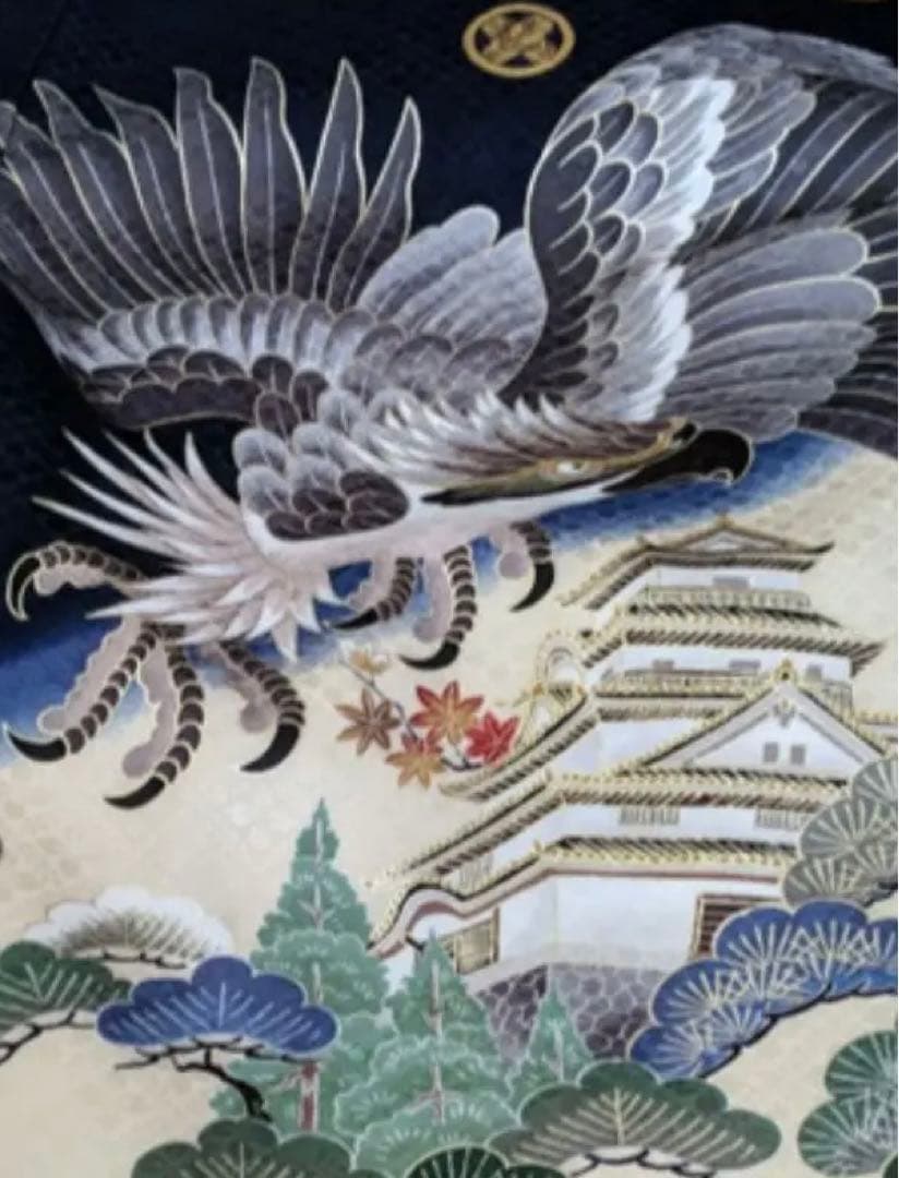 お宮参り　紋付　男の子 羽織　絹　七五三　産着