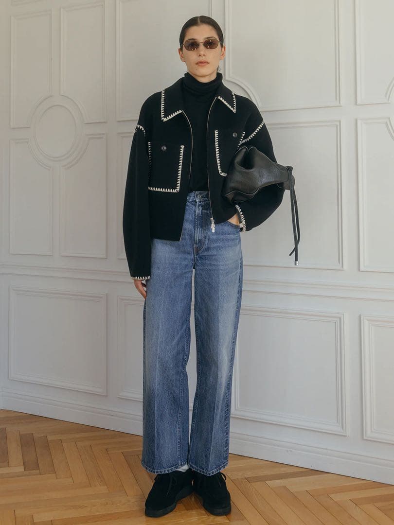 ジャケット・アウター CREDONA WOOL EMBROIDERY SHORT ZIP JACKET