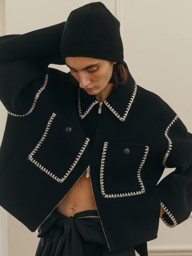 ジャケット・アウター CREDONA WOOL EMBROIDERY SHORT ZIP JACKET