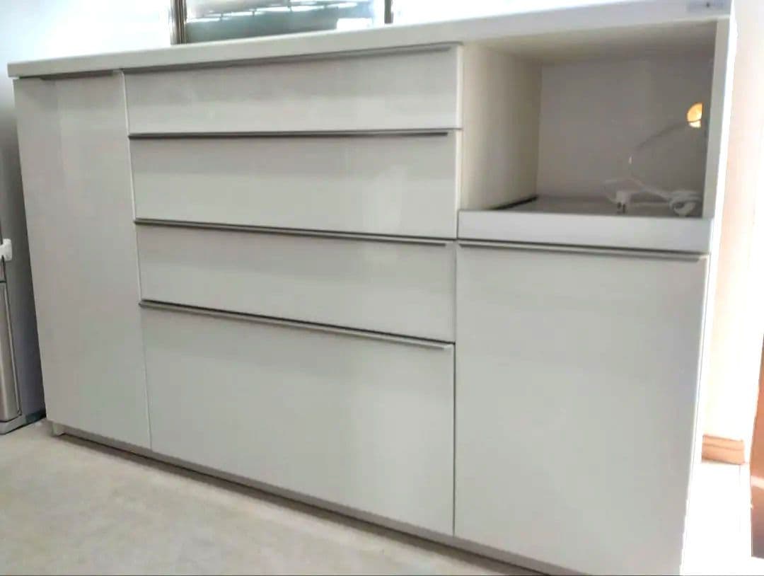 パモウナ 160cm幅　奥行き50cm ハイカウンター　ホワイト