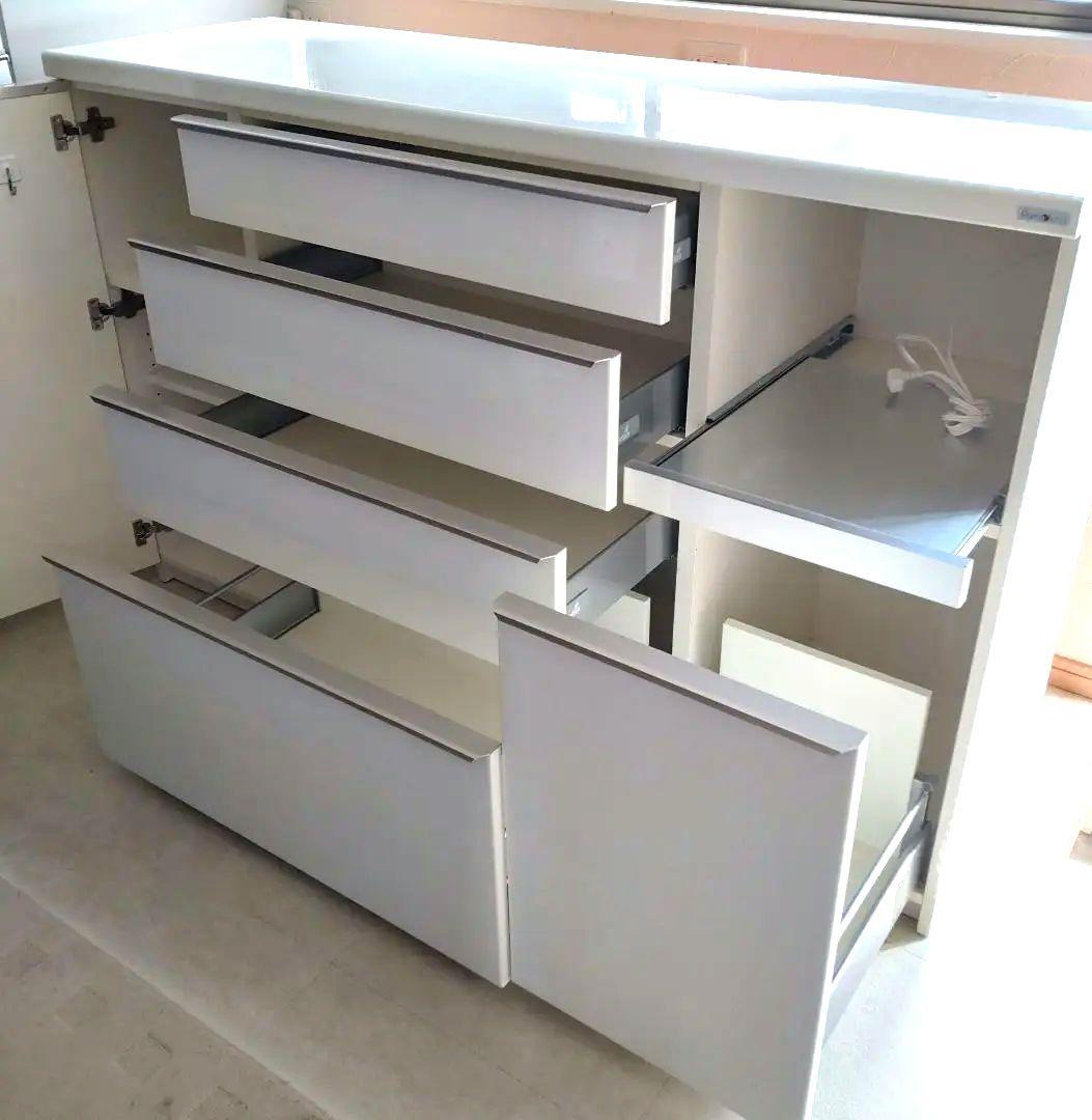 パモウナ 160cm幅　奥行き50cm ハイカウンター　ホワイト