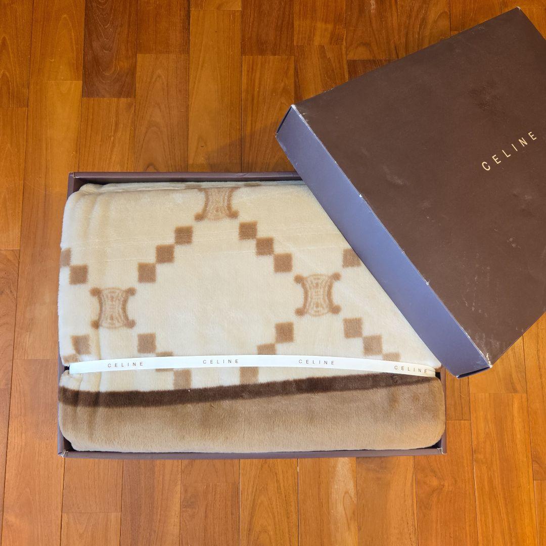 未使用！CELINEセリーヌ マカダム柄 アクリルニューマイヤー毛布 シングル