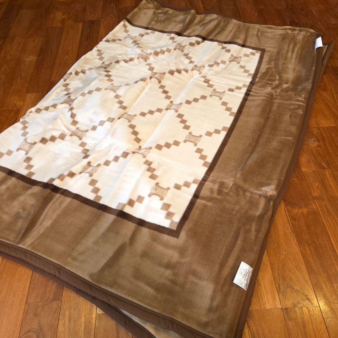 未使用！CELINEセリーヌ マカダム柄 アクリルニューマイヤー毛布 シングル