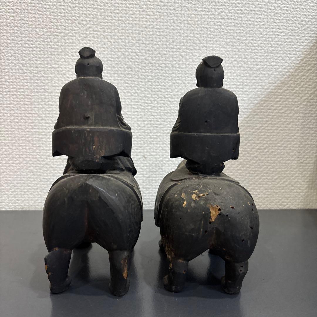 木彫　普賢菩薩　文殊菩薩　江戸時代