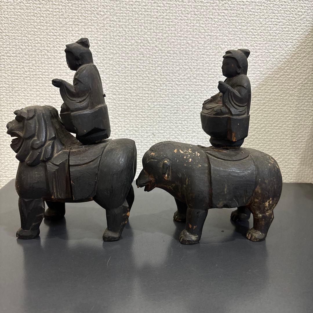 木彫　普賢菩薩　文殊菩薩　江戸時代