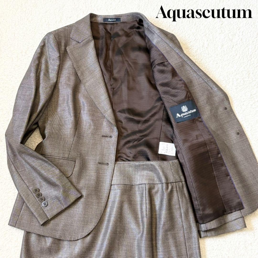 美品 アクアスキュータム スーツ スカート セットアップ ブラウン