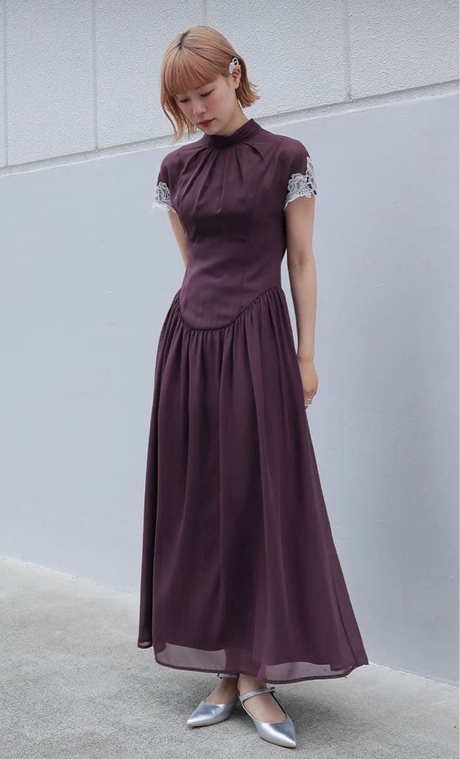 etoll ドロップウエストスリーブレースドレス【限定値下げ】