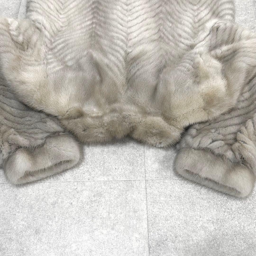 サファイアミンク　ギザミ　リアルファー　毛皮　コート　ミドル丈　デザイン◎ L