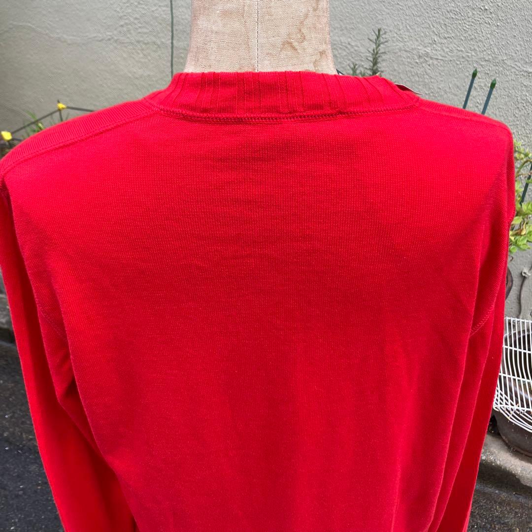 ロロピアーナ　コットン　Vネック　ニット　サイズ48　朱色　新品 ハイゲージ