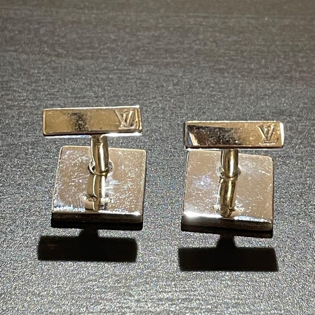 ルイ ヴィトン カフス ダミエ柄 シルバーxブルー系 シルバー925