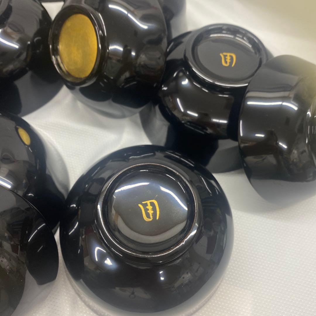 辻嘉一　特選和食器揃　純金箔貼漆器 蓋付き椀 5個セット 黒