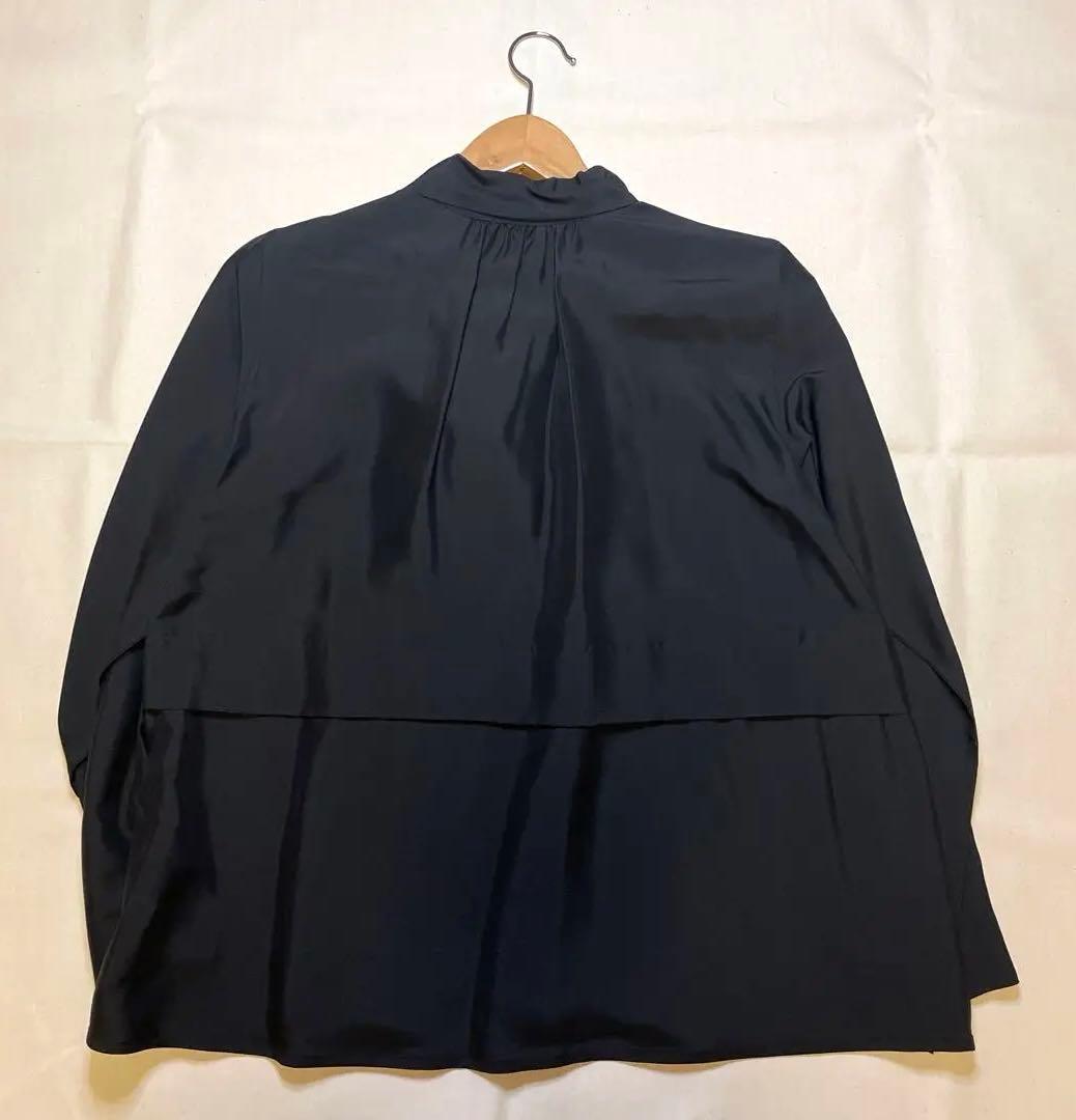 ユニクロ×ジルサンダー　+J ボウタイ付きブラックブラウス S シルク100％