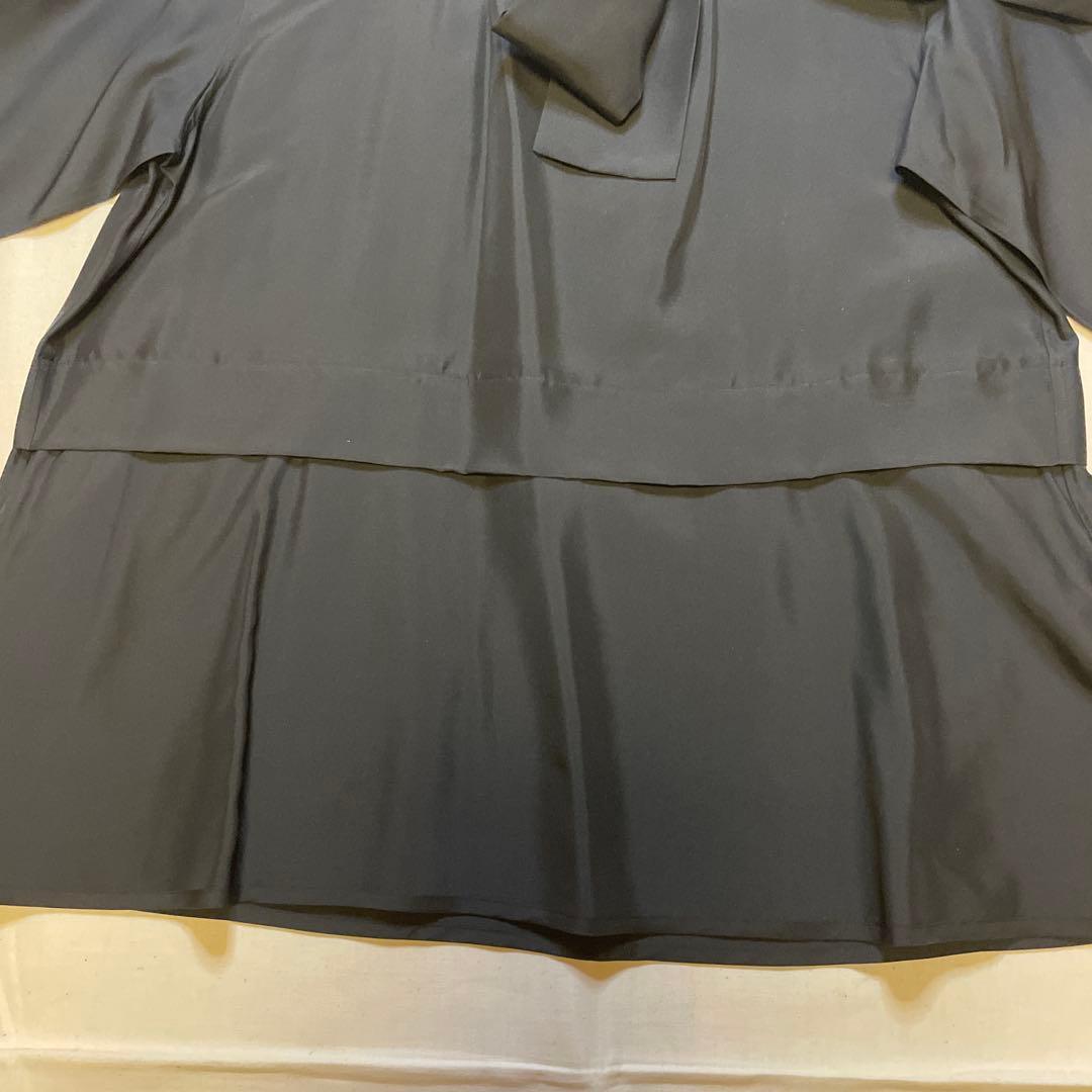 ユニクロ×ジルサンダー　+J ボウタイ付きブラックブラウス S シルク100％