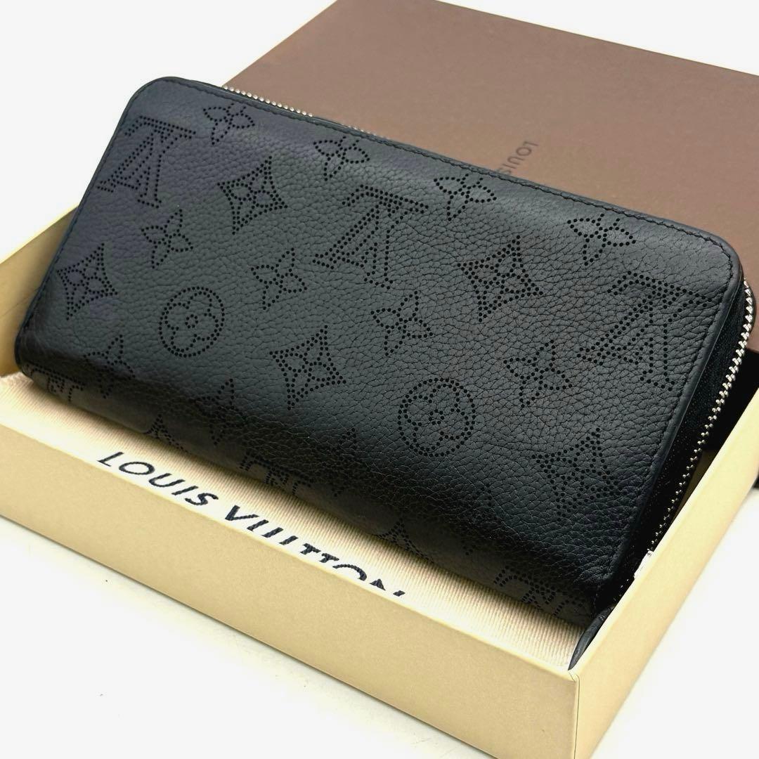 ルイヴィトン モノグラム マヒナ ジッピーウォレット ノワール 黒 長財布