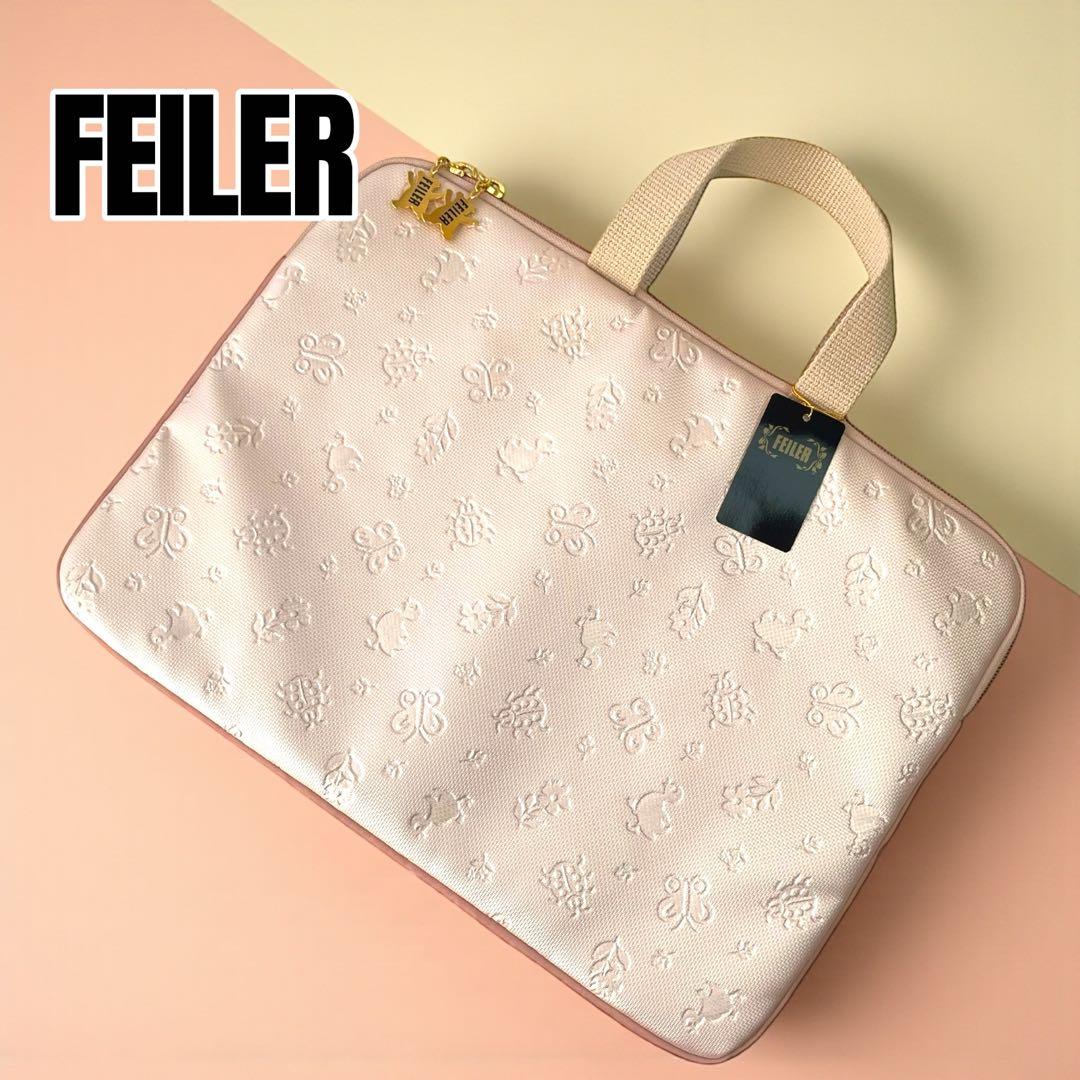 極美品 FEILER フェイラー ハイジ エンボス加工 パソコンケース ピンク