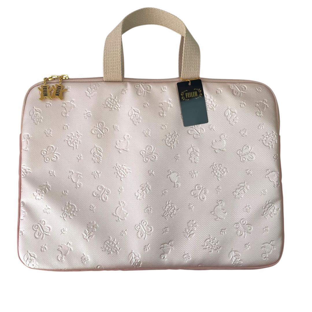 極美品 FEILER フェイラー ハイジ エンボス加工 パソコンケース ピンク