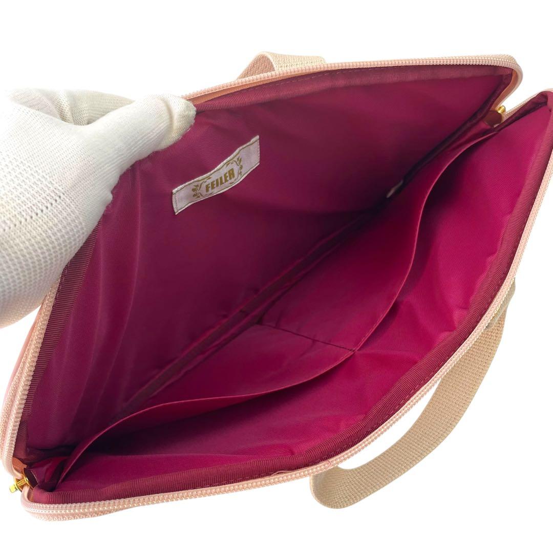 極美品 FEILER フェイラー ハイジ エンボス加工 パソコンケース ピンク