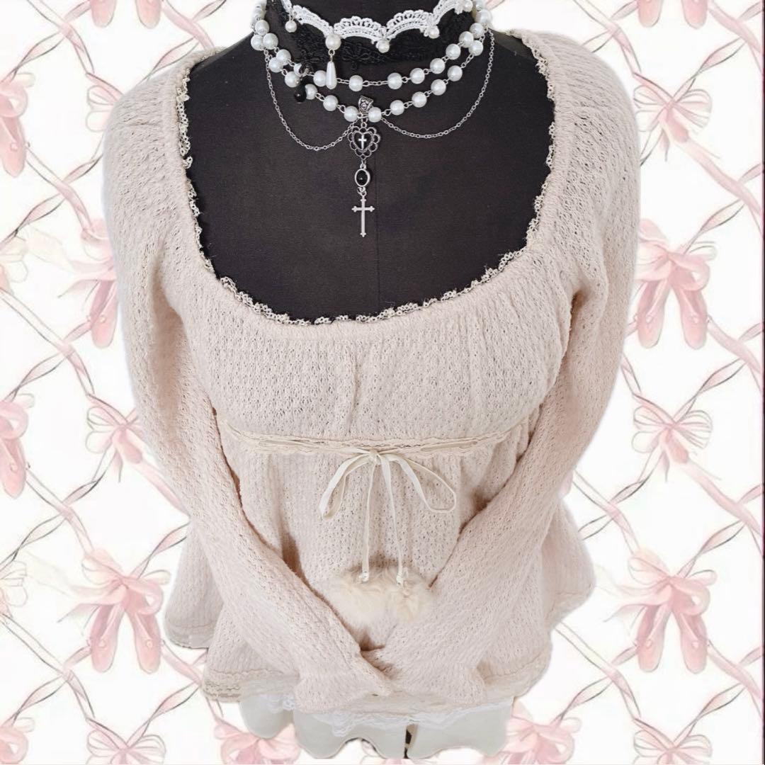 00s LIZLISA系 ラビットファー ぽんぽん チュニック 姫カジ 平成