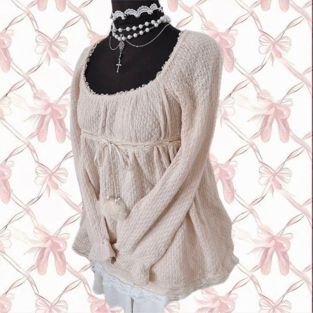 00s LIZLISA系 ラビットファー ぽんぽん チュニック 姫カジ 平成