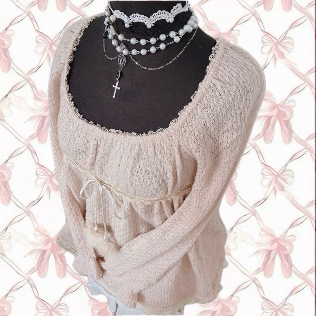 00s LIZLISA系 ラビットファー ぽんぽん チュニック 姫カジ 平成