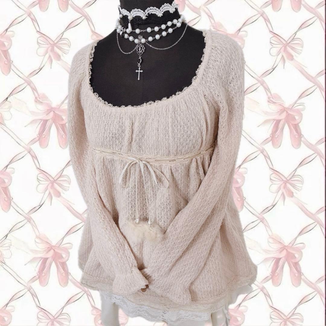 00s LIZLISA系 ラビットファー ぽんぽん チュニック 姫カジ 平成