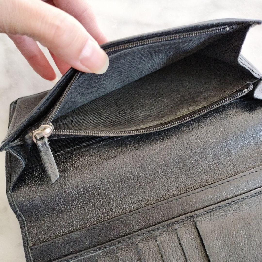 CHANEL カメリア型押し ココマーク 長財布 ブラック