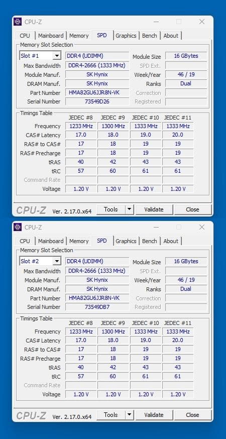 SKHYNIX DDR4 2666 16GBx2枚(合計32GB)