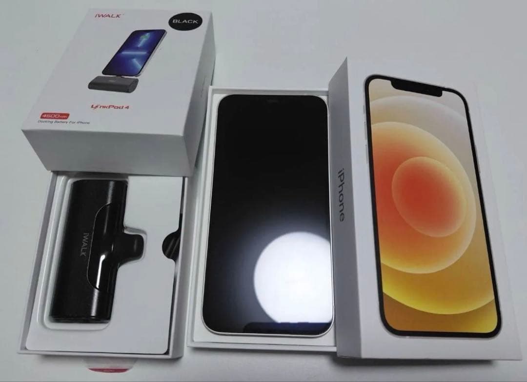 iPhone12 ホワイト 64GB iWALK LinkPod-4 ブラック