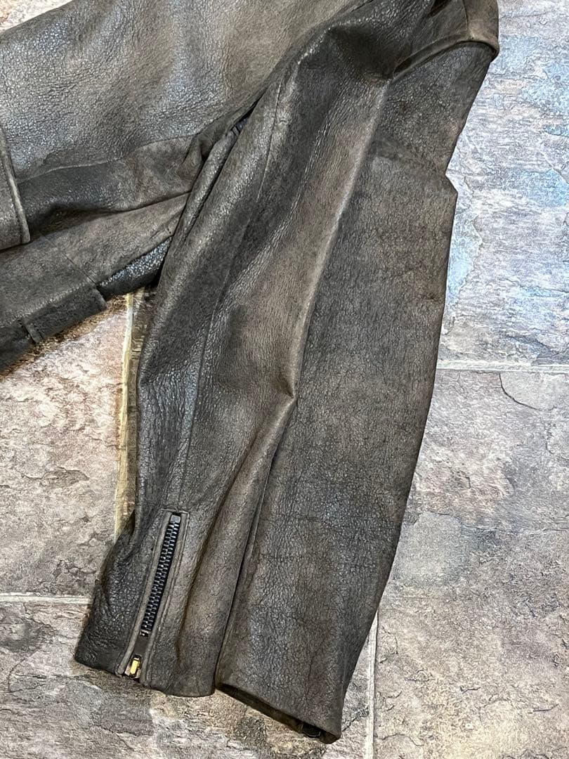 【極美品】MM6マルジェラ羊革クラックダメージ加工レザージャケット42ライダース