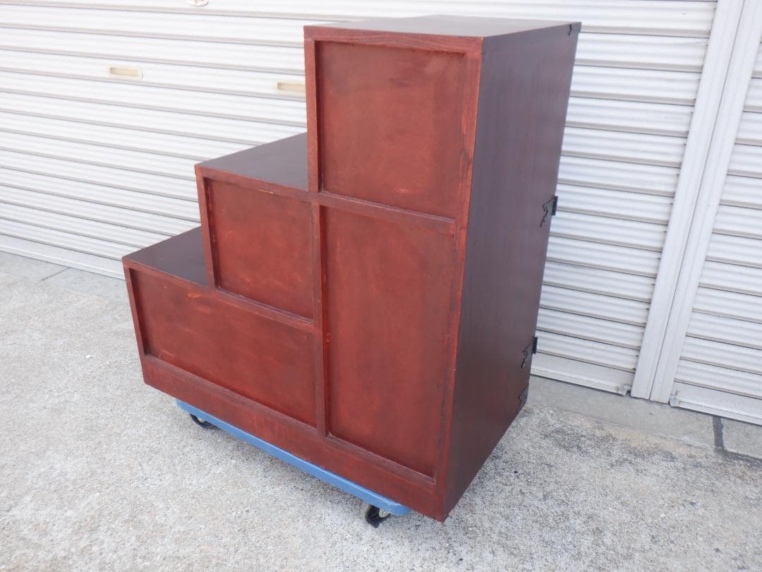 22WA2228 階段箪笥 時代箪笥 飾り棚 収納棚 民芸家具チェスト 小物収納