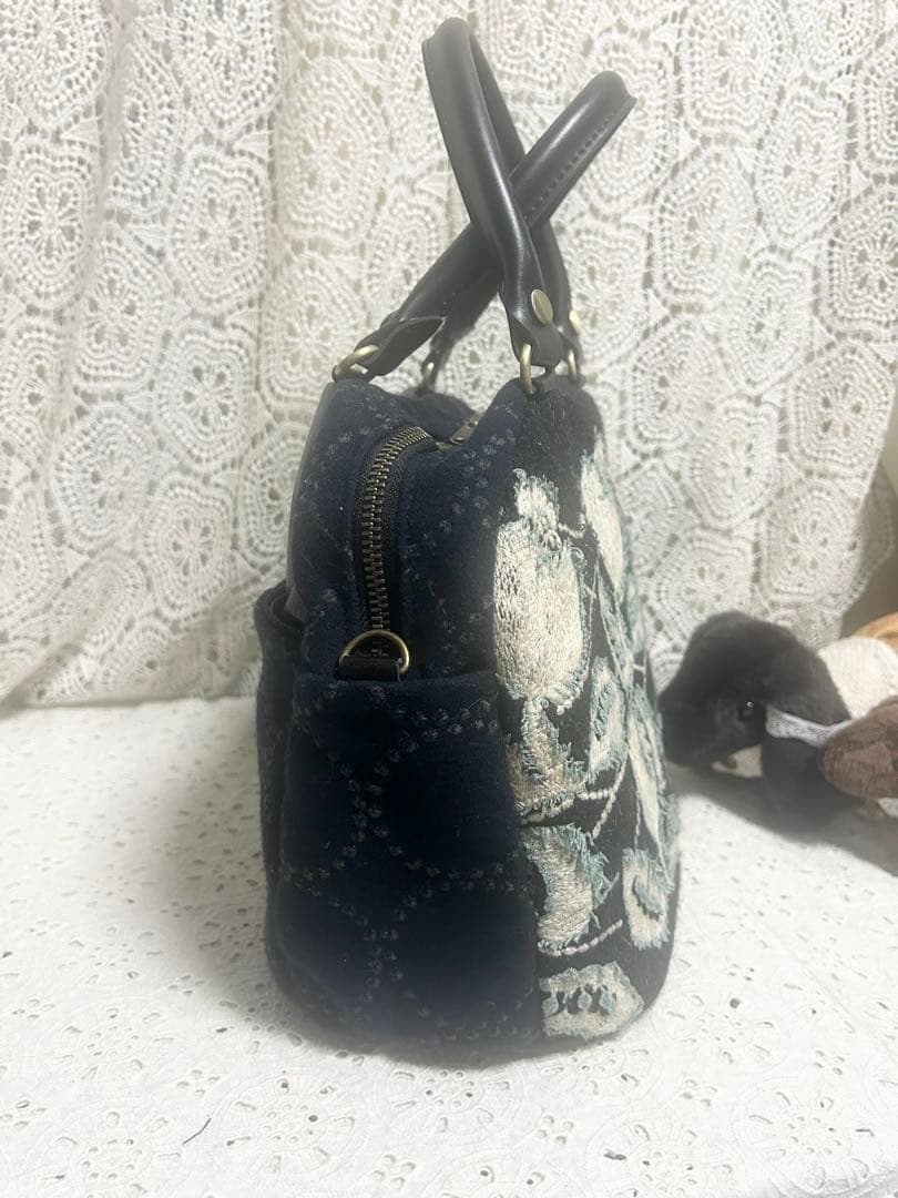 51220Eミナペルホネンハンドメイド　ブガッティ ボストンバッグ