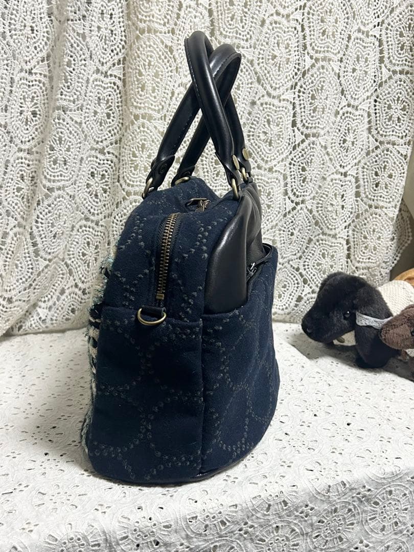 51220Eミナペルホネンハンドメイド　ブガッティ ボストンバッグ