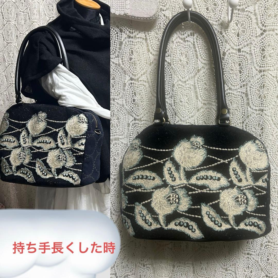 51220Eミナペルホネンハンドメイド　ブガッティ ボストンバッグ