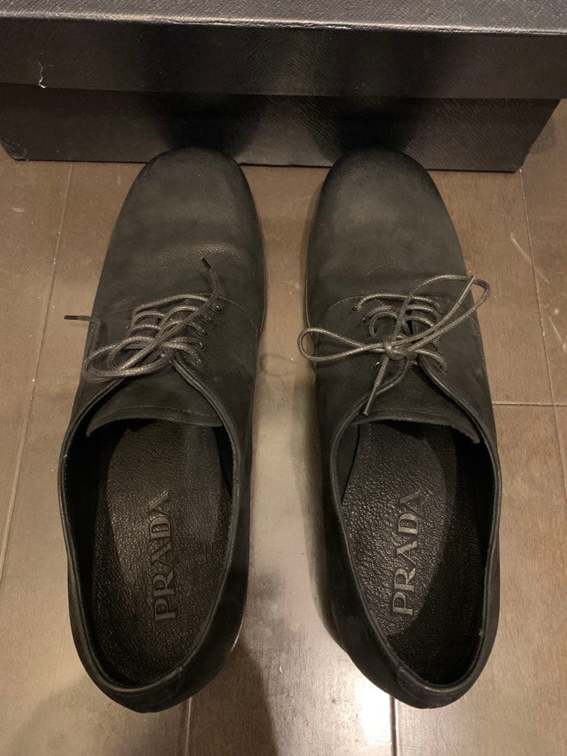 PRADA メンズ レザー レースアップ シューズ 黒 サイズ27cm 箱付き