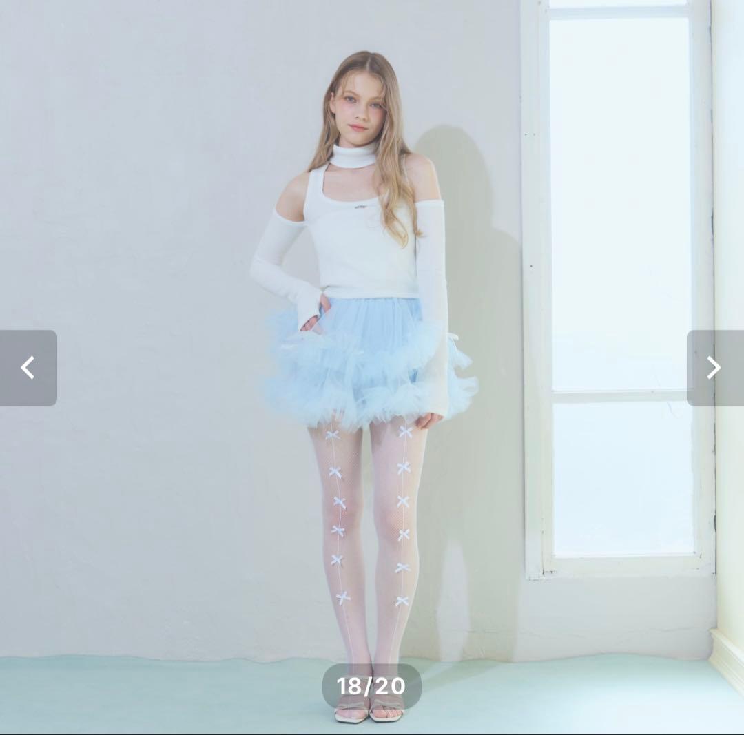 lilLilly チュールリボンショートパンツ 水色 パニエ