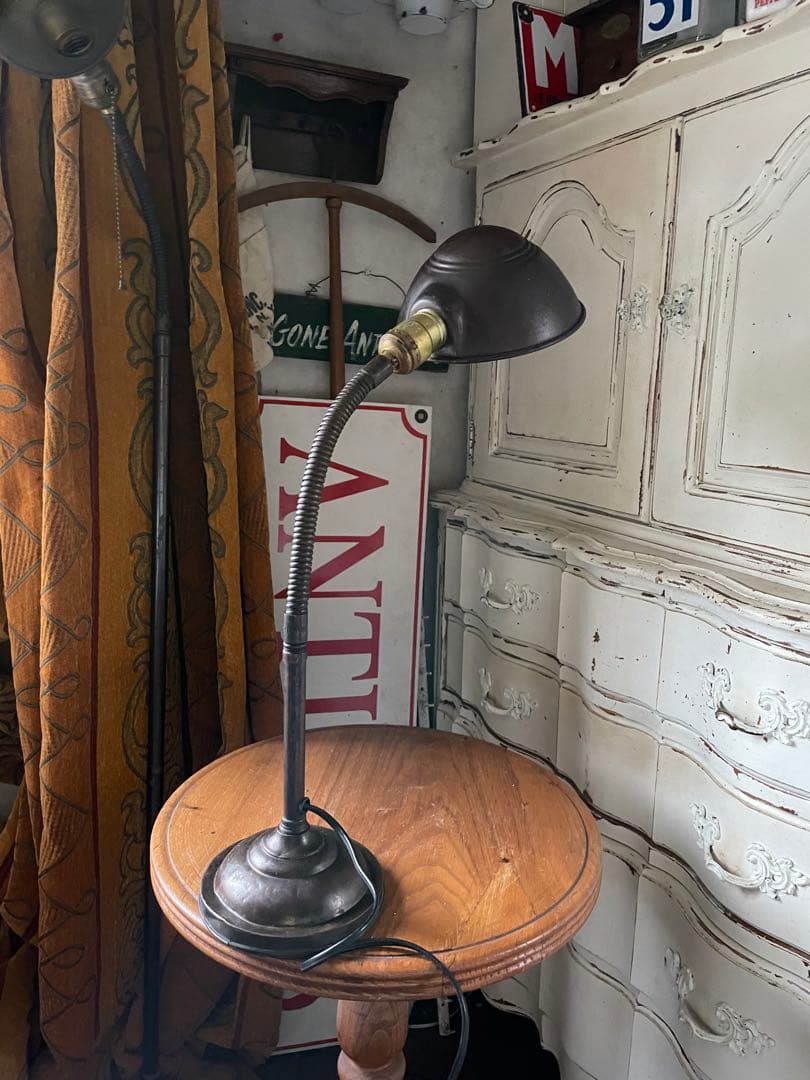 アンティーク　真鍮　グースネック　ランプ　デスク　テーブル　レア　アメリカ