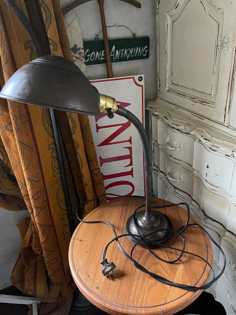アンティーク　真鍮　グースネック　ランプ　デスク　テーブル　レア　アメリカ