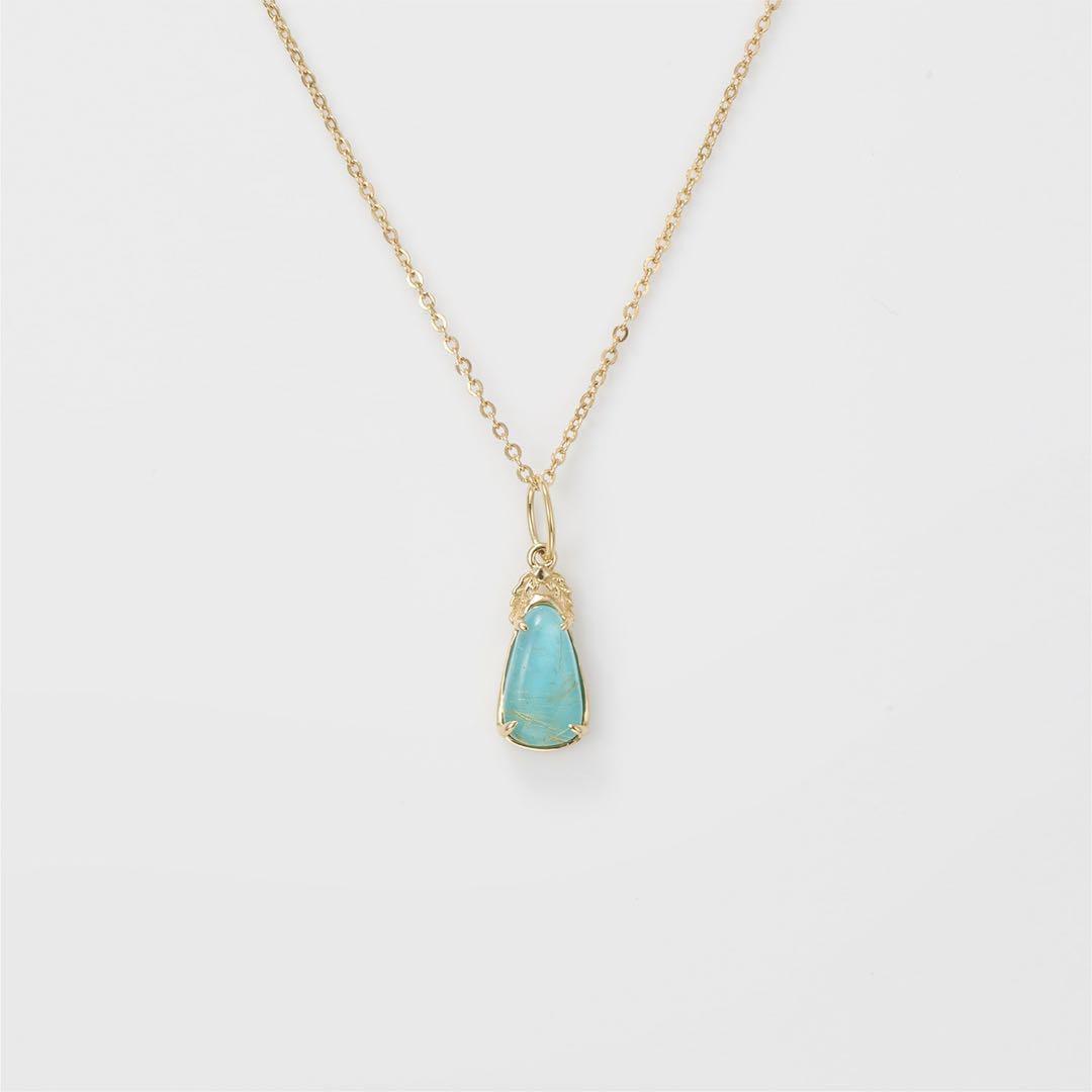 美品 agete K10ターコイズ ルチルクォーツ ダブレットチャーム