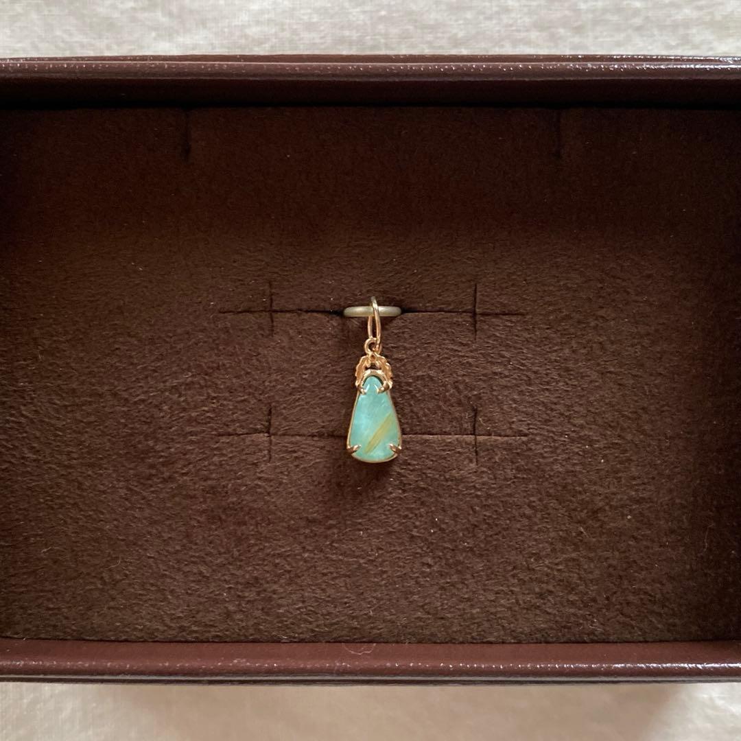 美品 agete K10ターコイズ ルチルクォーツ ダブレットチャーム