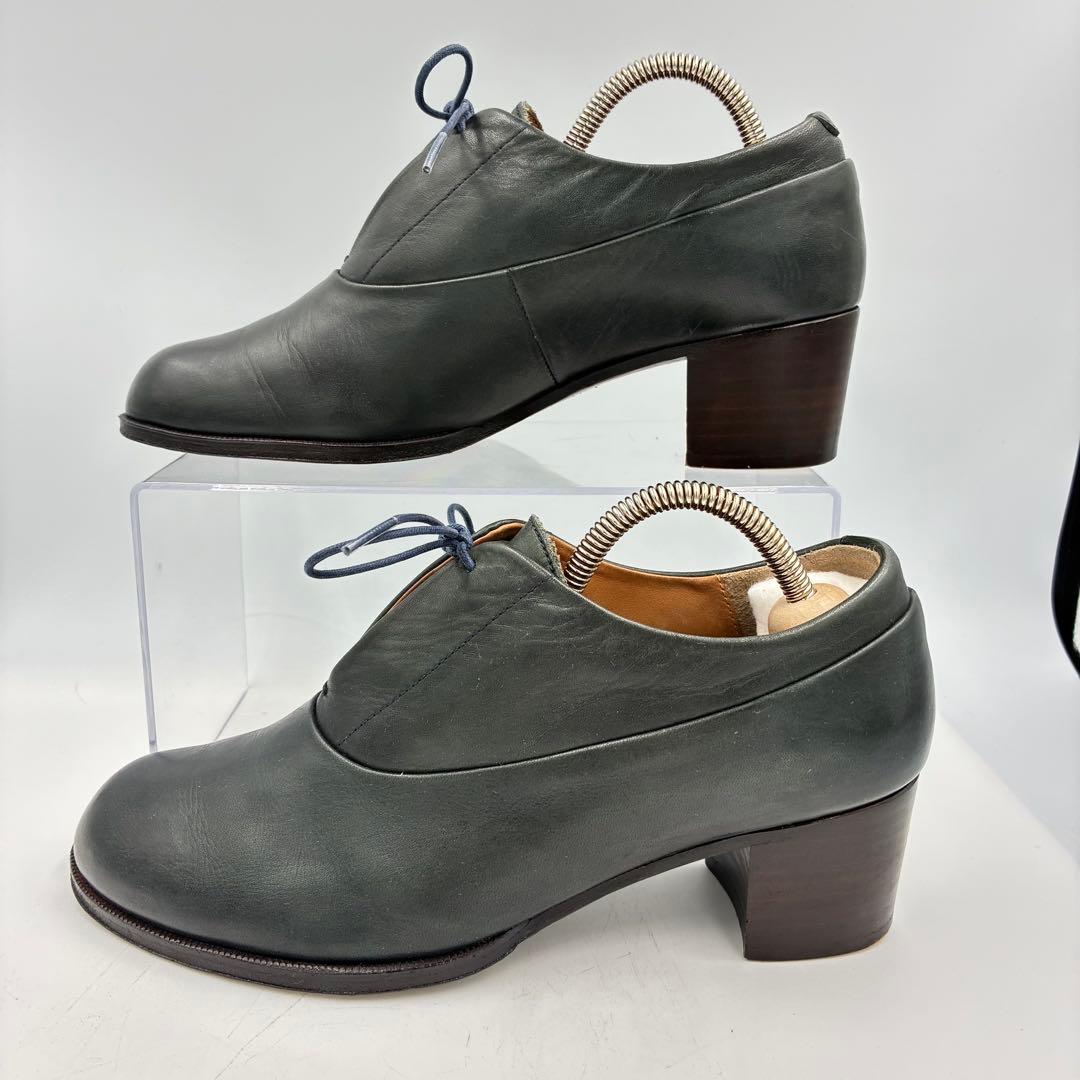 美品✨ショセ レザー レースアップ パンプス モスグリーン 23cm