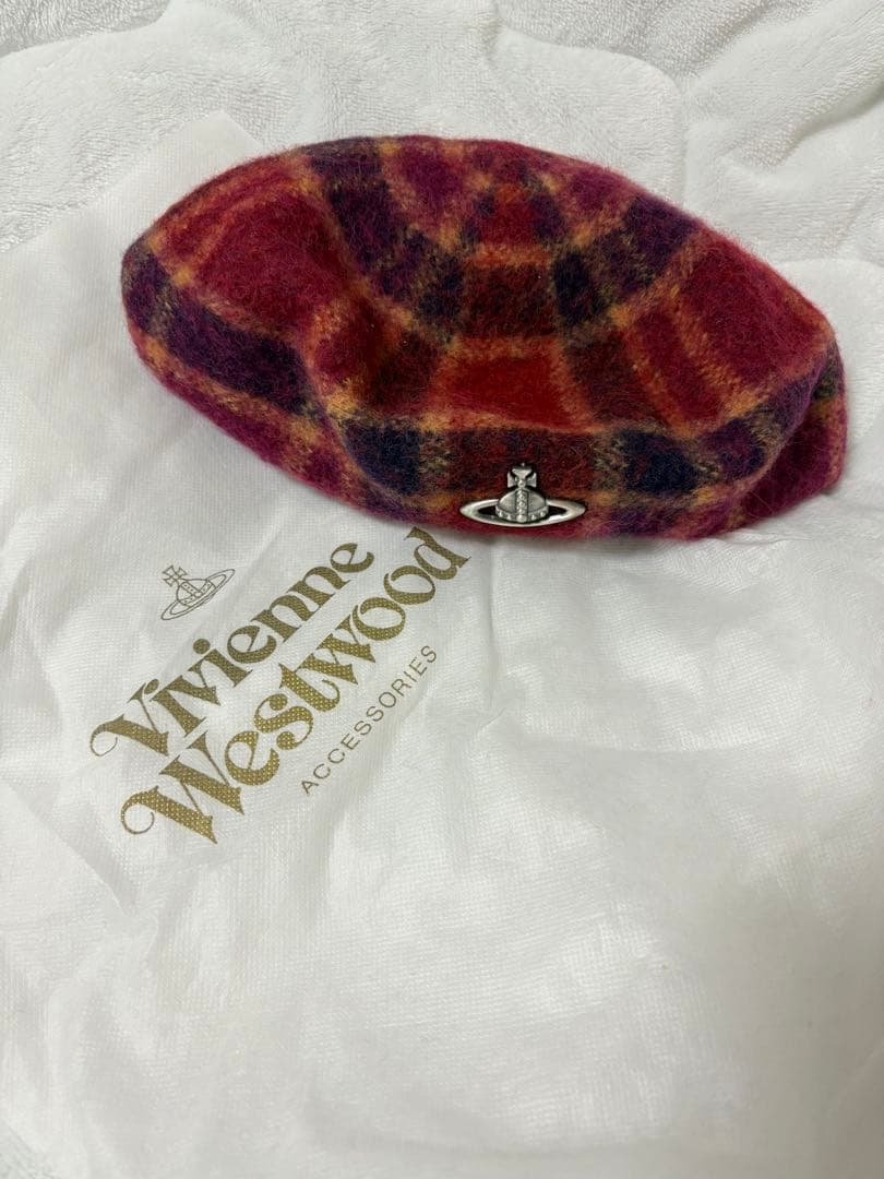 Vivienne Westwood アルパカ26% ベレー帽　オーブ　チェック柄