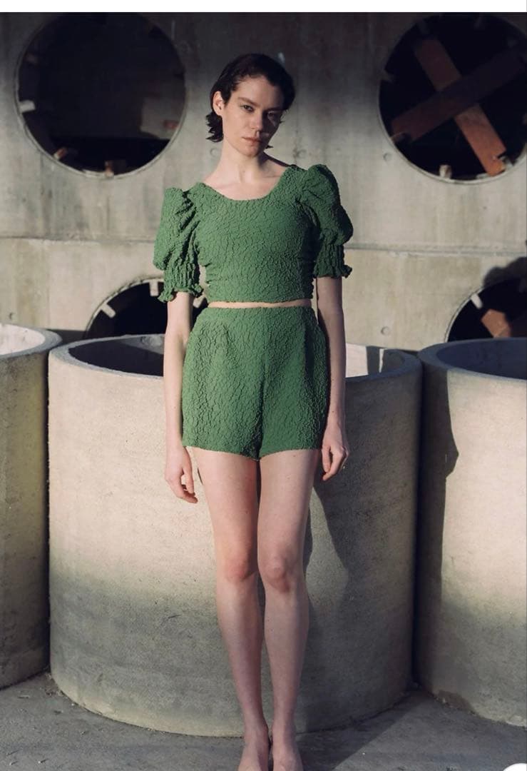 Ameri BUMPY PUFF SHOULDER SWIMWEAR ブラック