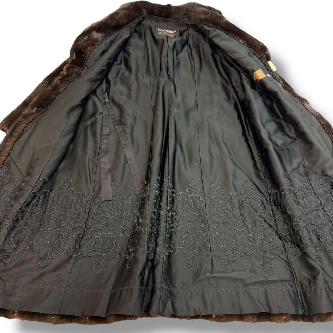 サガセレクト エンバ 2002 毛皮 ミンク ロングコート 裏地花柄　刺繍