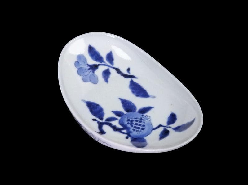 古伊万里　石榴に桜の図　舟形変形皿　AS-CVx