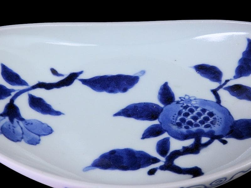 古伊万里　石榴に桜の図　舟形変形皿　AS-CVx