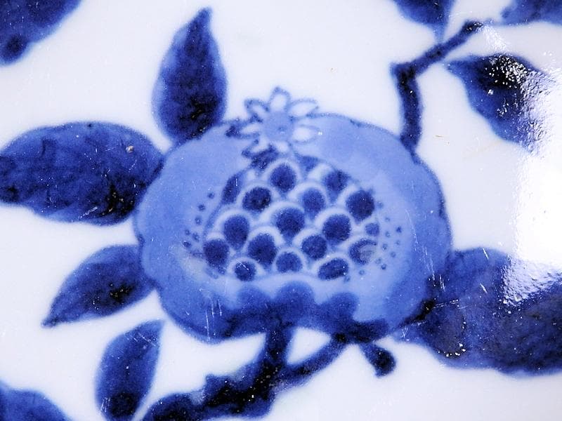 古伊万里　石榴に桜の図　舟形変形皿　AS-CVx